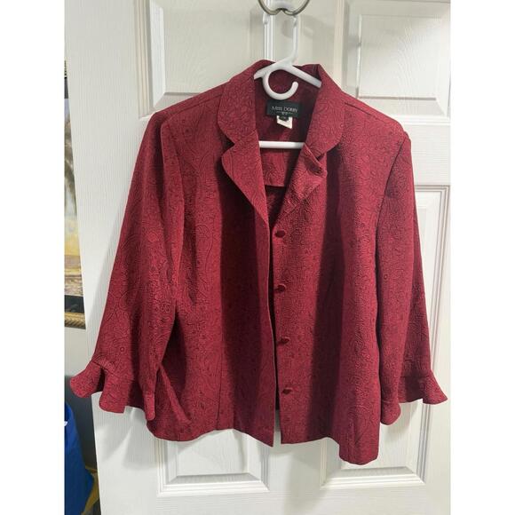 Miss Dorby Jackets & Blazers - Miss Dorby Women's Deep Red Jacquard Floral Skirt Suit 12
